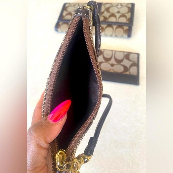 3 Pc: COACH “CC” Canvas & Leather Wallet, Wristlet, & Coin Purse w/Keychain, EUC - Picture 7 of 16